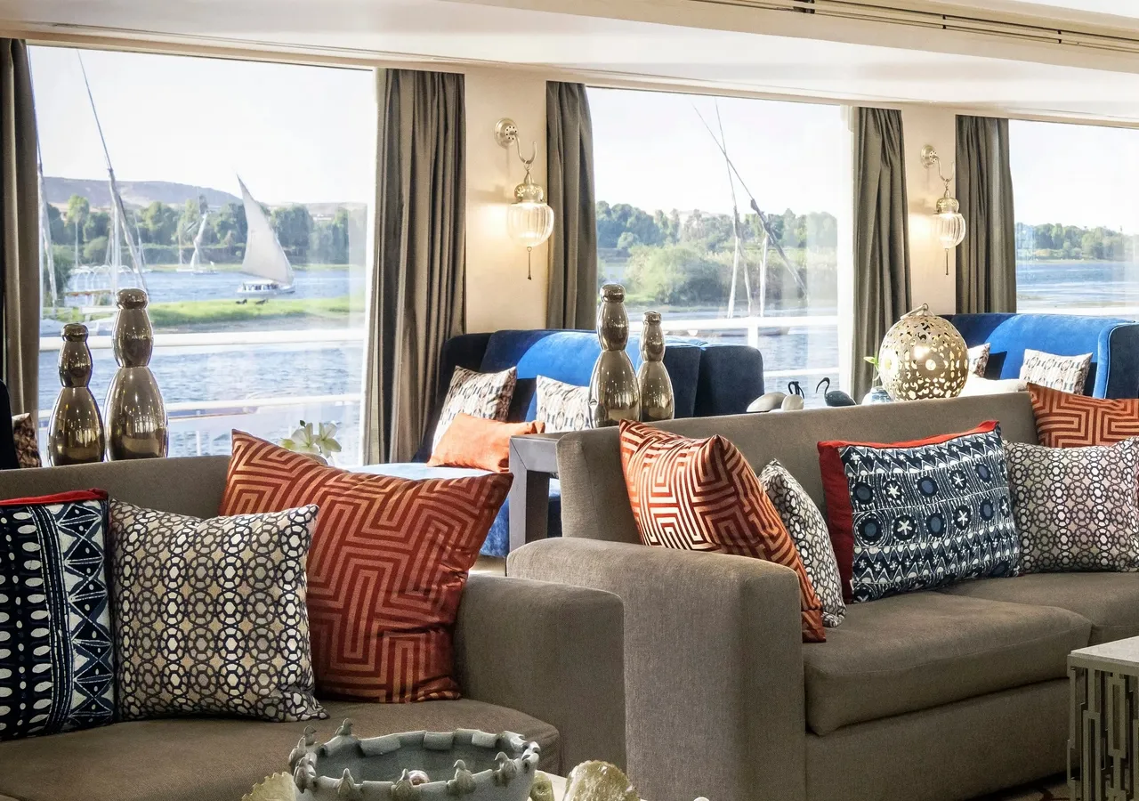 Lounge aboard the Sanctuary Sun Boat IV Nile Cruise Nile cruise